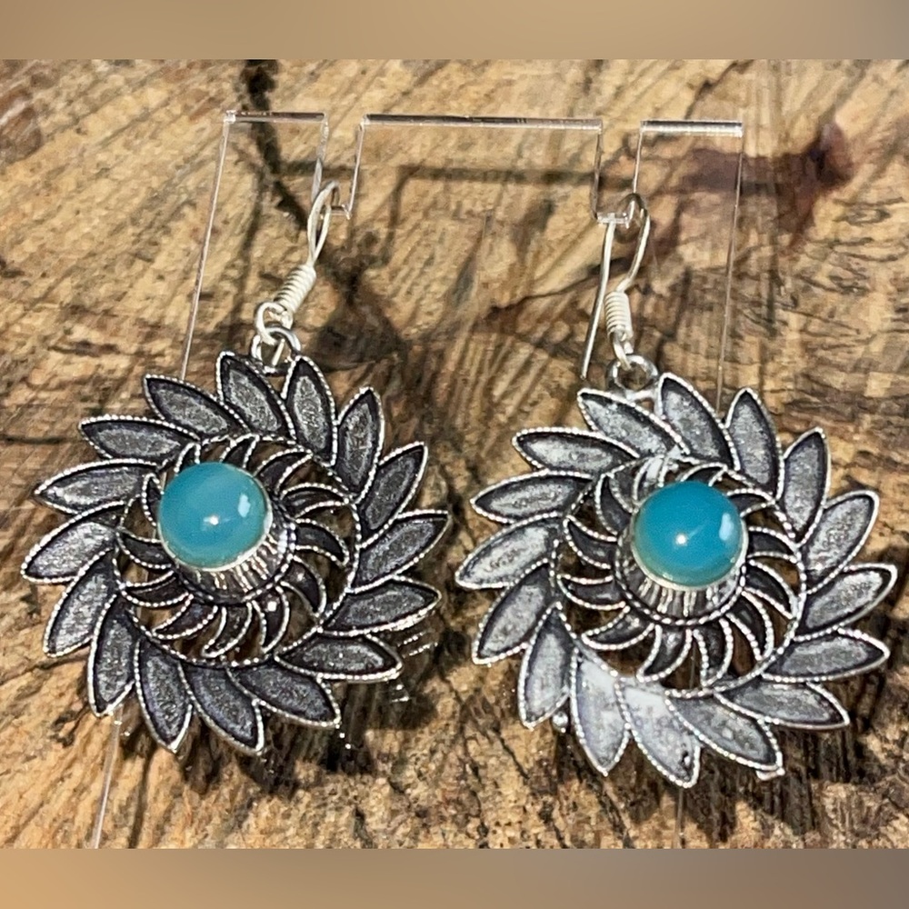Blue Chalcedony Earrings 2”